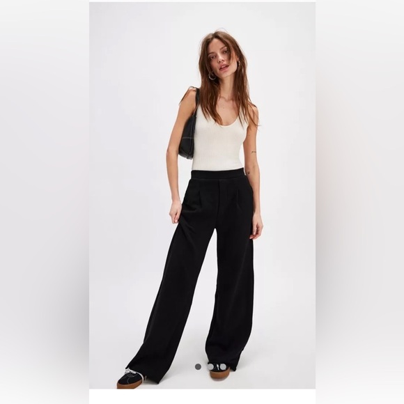 NSF Pants - Free People NSF Louis Pants Relaxed Wide Leg Elastic Waist Pockets Black